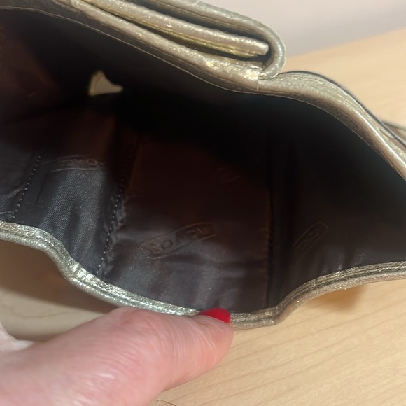 Coach trifold wallet. Tan/brown/metalic. - Picture 9 of 9